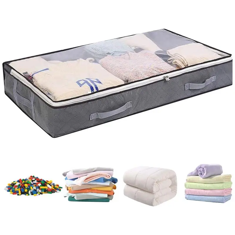 

Underbed Storage Bags Storage Box Oxford Fabric Durable Underbed Container Foldable Stackable Large Capacity Clothes Organizer