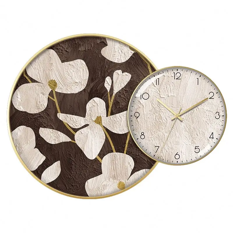 

flowers paintings Modern simple circular decorative painting wall clock