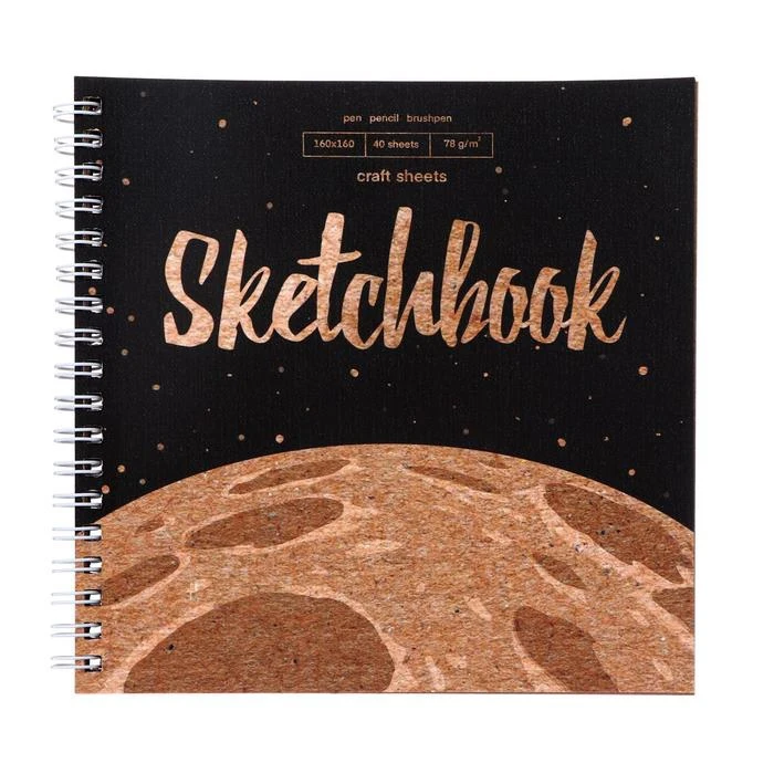 Скетчбук 160 х мм 40 листов на гребне &quotПланета&quot обложка мелованный картон