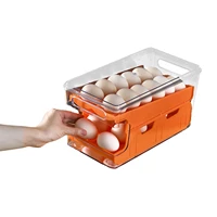 refrigerator egg containers automatic egg rolling egg container egg tray holder with slide design double layer egg storage