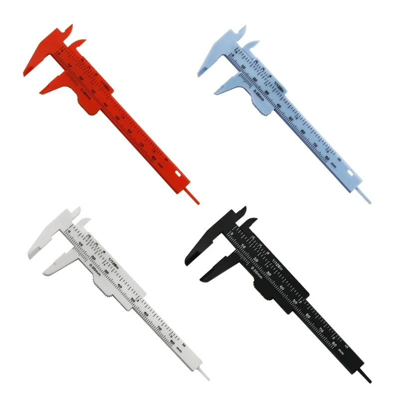 

4 Pcs Mini Caliper Double Scale 0-80mm Scale Plastic Vernier Caliper for Jewelry