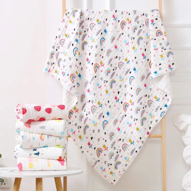 

6-LayerBaby Muslin Swaddle Blankets Baby Receiving Blanket Infant Wrap Bath Towel Baby Born Stroller Cover Newborn Soft Quilt