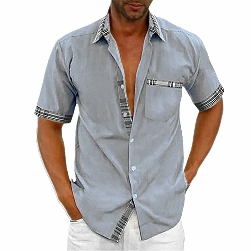 2022 New Shirt Men Short Sleeve Denim Shirt Mens Casual Dress Male Jean Shirts High Quality Street Wearing