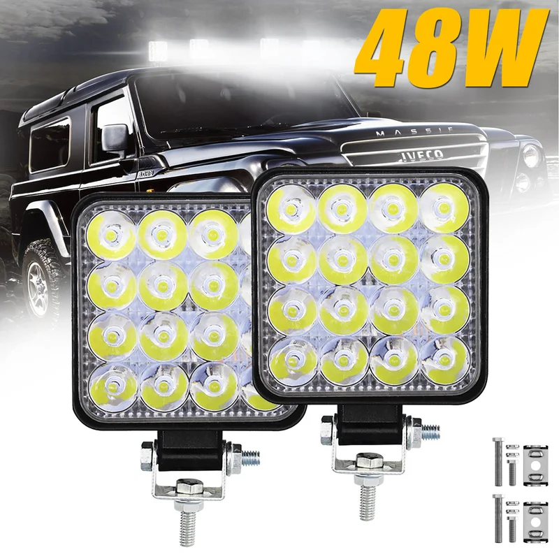 

Mini LED 48W LED Work Light Bar Square Spot Beam 12V 24V Off Road LED Light Bar for Trucks 4X4 4WD Car SUV ATV IP67 Waterproof