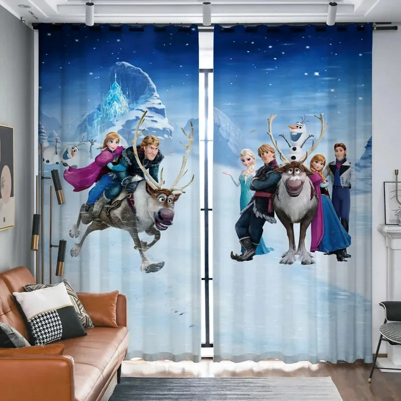 

Занавески Из 2 панелей, затемняющие шторы Disney «Холодное сердце», «Эльза и Анна» для гостиной, затенение для детской комнаты, на заказ