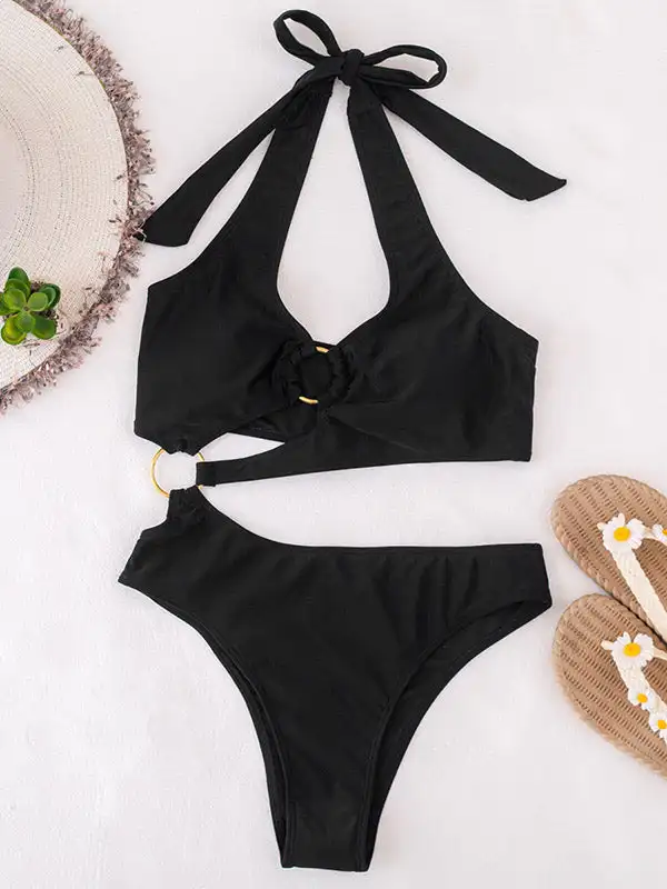 

Strapless Belly-Hollow Split-Joint Backless Halterneck One-Piece Swimwear