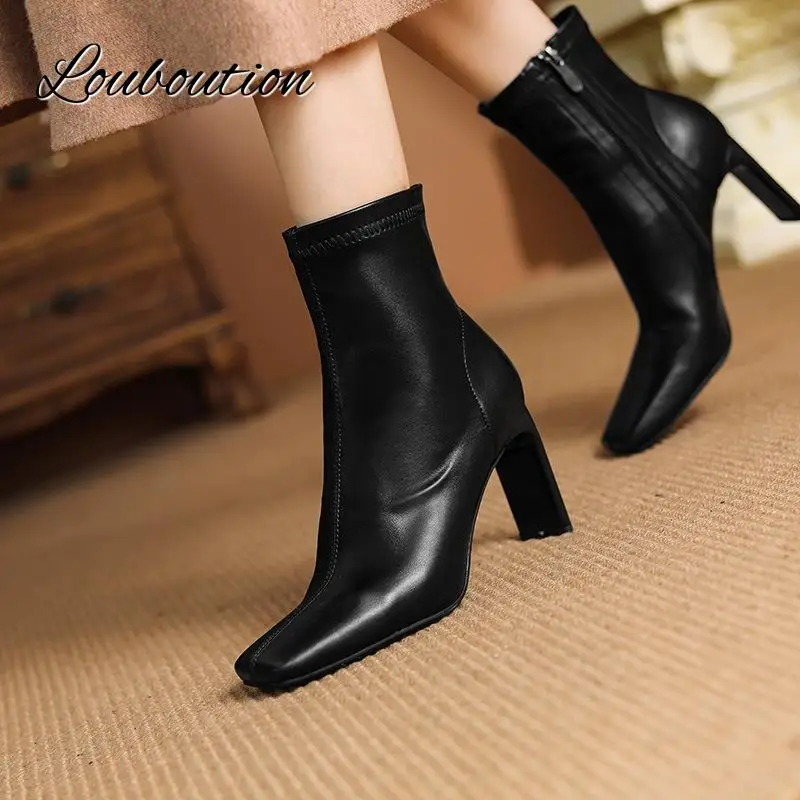 

Женские ботильоны из ПУ кожи, на высоком каблуке, с молнией сбоку