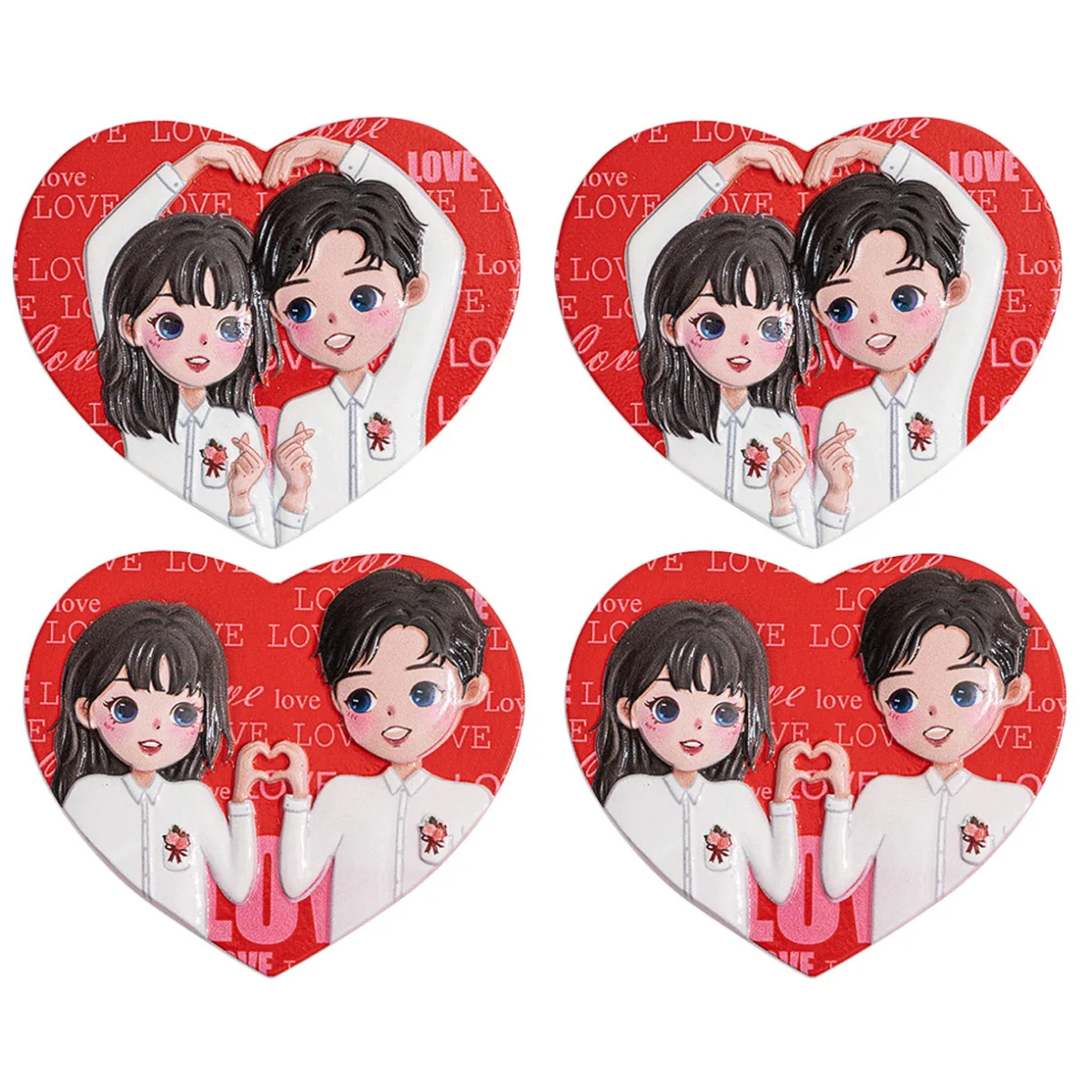 

4 pcs Valentine's Day Fridge Magnets Fridge Decors Lovely Refrigerator Magnets