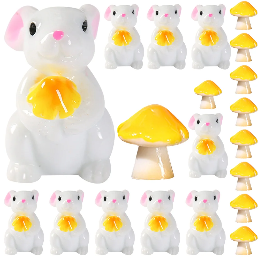 

20 Pcs Micro Landscape Rabbit Bunny Ornament Mushroom Accessories Figurines Statue Animal Gift Ornaments
