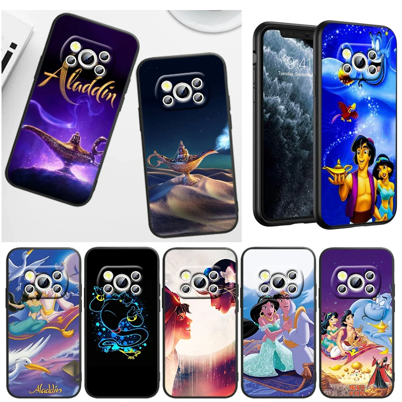 

Disney Aladdin Lamp For Xiaomi POCO X4 M5S F4 M4 X3 F3 M3 C3 F2 X2 F1 Pro GT NFC 4G 5G Liquid Rope Silicone Phone Case