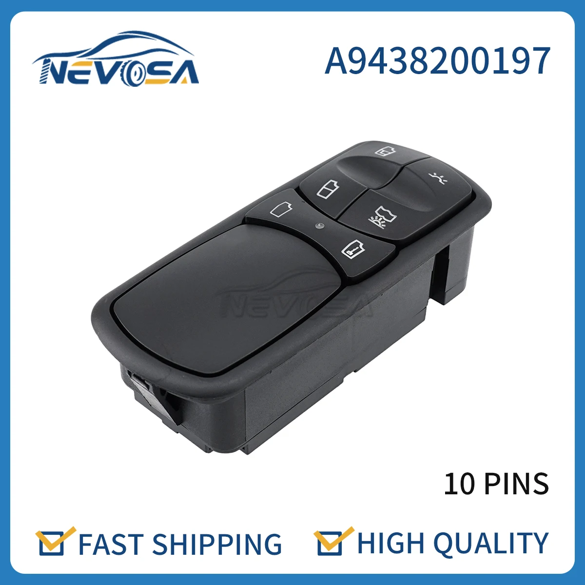 

Главная панель выключателя стеклоподъемника, evosa A9438200197 для Mercedes-Benz Truck Actros MP1 MP2 10 контактов, 9438200197, аксессуары для грузовиков