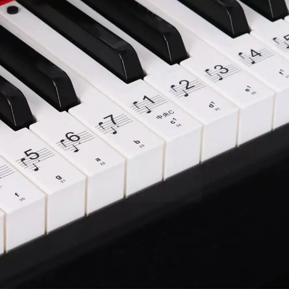 

Transparent Piano Keyboard Stickers Electronic Keyboard Key Piano Stave Note Sticker Symbol For White Keys 49/54/61/88 Colo C3I2