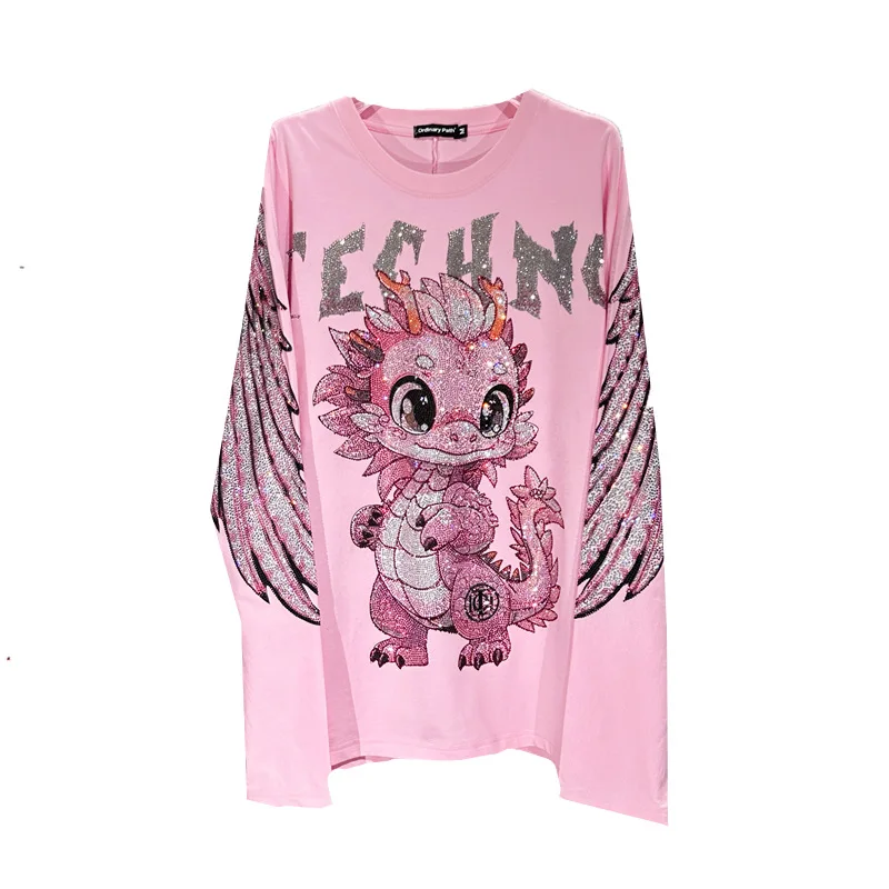 Футболка женская оверсайз свободная Милая рубашка средней длины с длинным