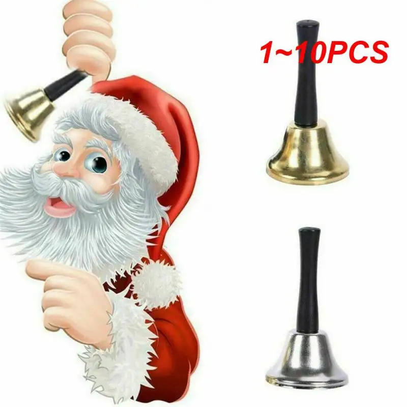 

1~10PCS Christmas Hand Bell Santa Claus Jingle Bells Gold Silver School Handbell Restaurant Call Bell Service Supplies Xmas