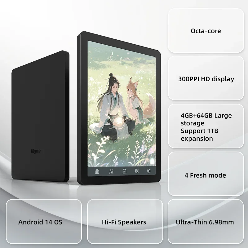 Фото Электронная книга Bigme 6'' B6, цветной экран E-Ink, 300PPI, 4 ГБ+64 ГБ, Android 14 с системой Google Play, планшет-ридер. №3