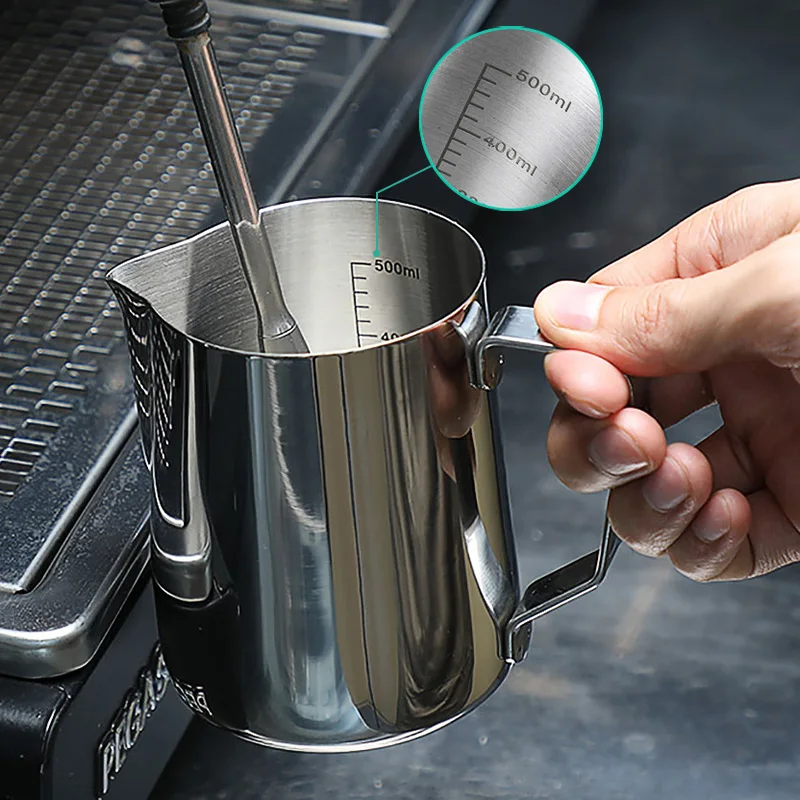 

Stainless Milk Pitcher Frothing Coffee Cup Steam Steel Jug Cappuccino Art Latte Milk Espresso 150/350/600ml Barista Steaming