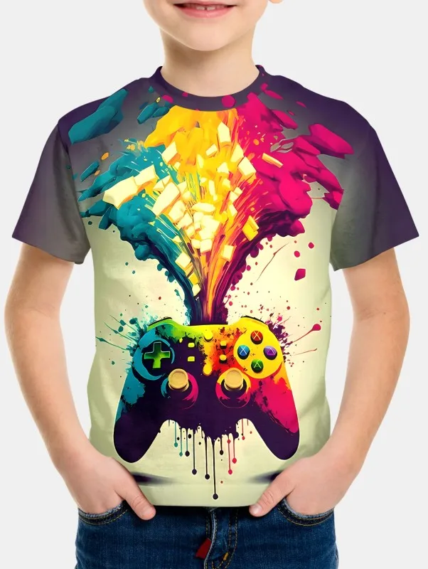 Футбольная футболка с водным принтом для мальчиков летний топ из микрофибры в