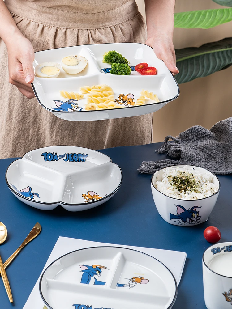 

Creative Ceramic Divided Plate Household One-person Tableware Three-bar Plate Nordic Children's Breakfast