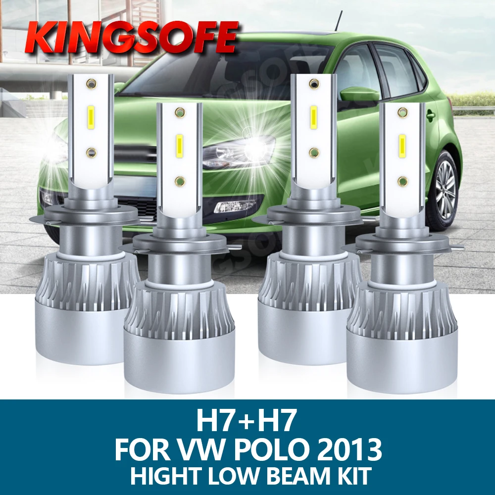 

Автомобисветильник фары KINGSOFE для Volkswagen VW POLO 2013, светодиодный фары головного света, 4 шт., H7, 6000 лм, К, с белым чипом CSP, комплект фар ближнего и д...