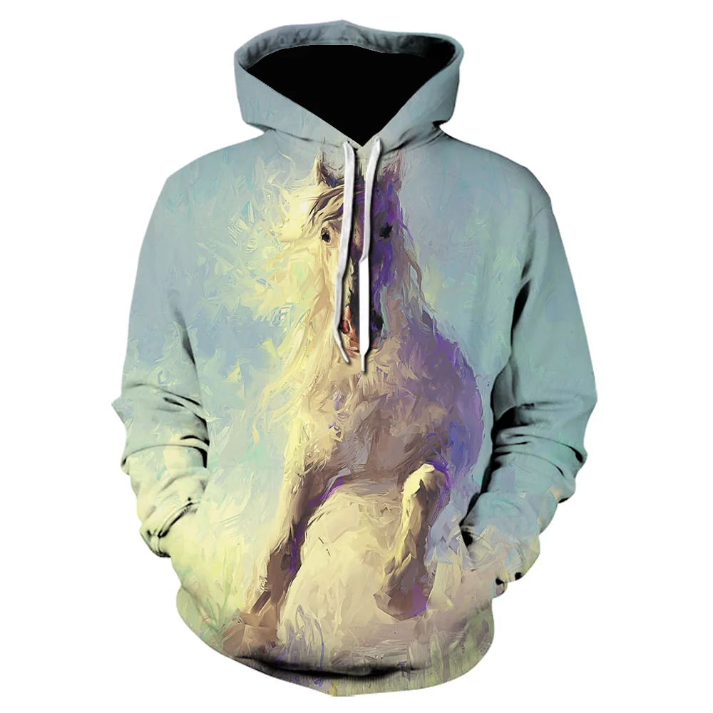 

2021 New Spring and Autumn 3D Printing Horse Pattern Men Casual Fashion Hoodie Hot Sale 3D Printing Casual Fashion Men's Hoodie