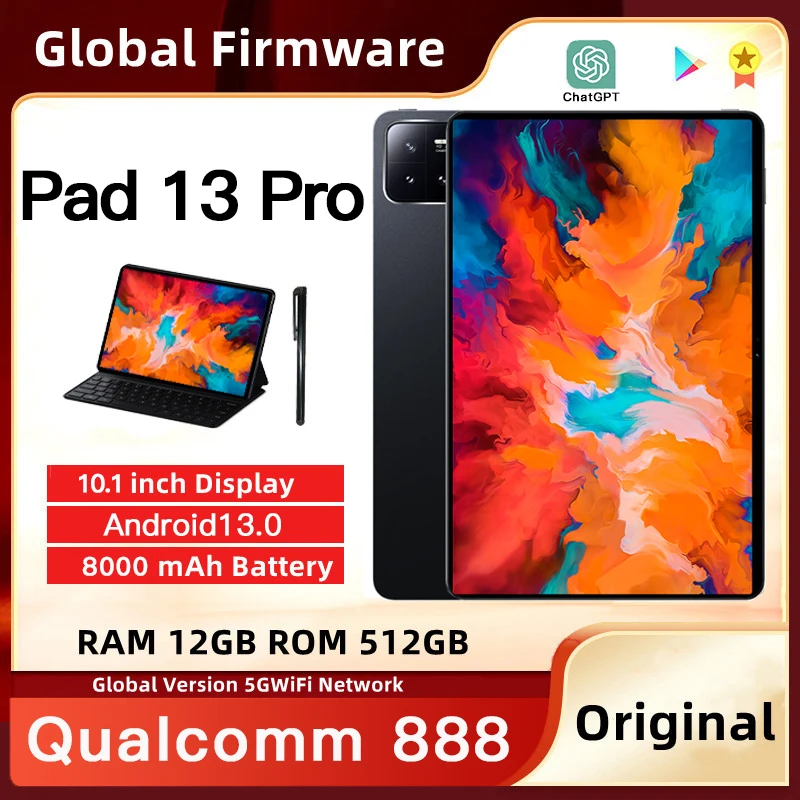 

Планшет 13 Pro на Android, экран 10,1 дюйма, 12 Гб + 512 Гб