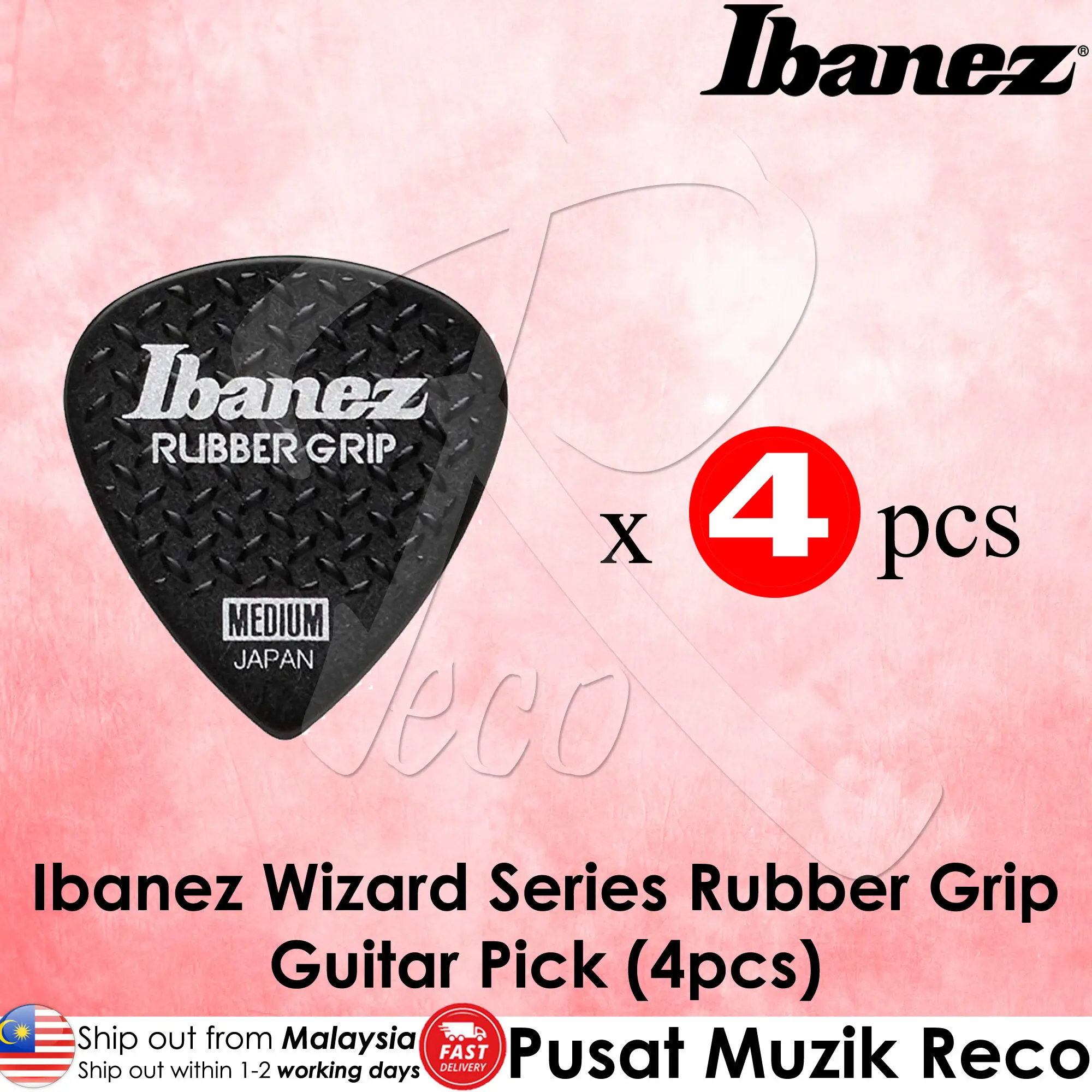 

Ibanez Wizard Series Rubber Grip NON SLIP Guitar Picks Medium 0.8mm (4pcs) 【Made in Japan】