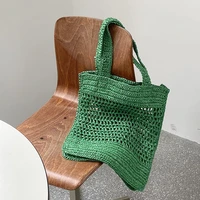 straw bag hollow shopper tote bohemian paper woven bags for women 2022 summer shoulder bag designer beach bags clutch purses new