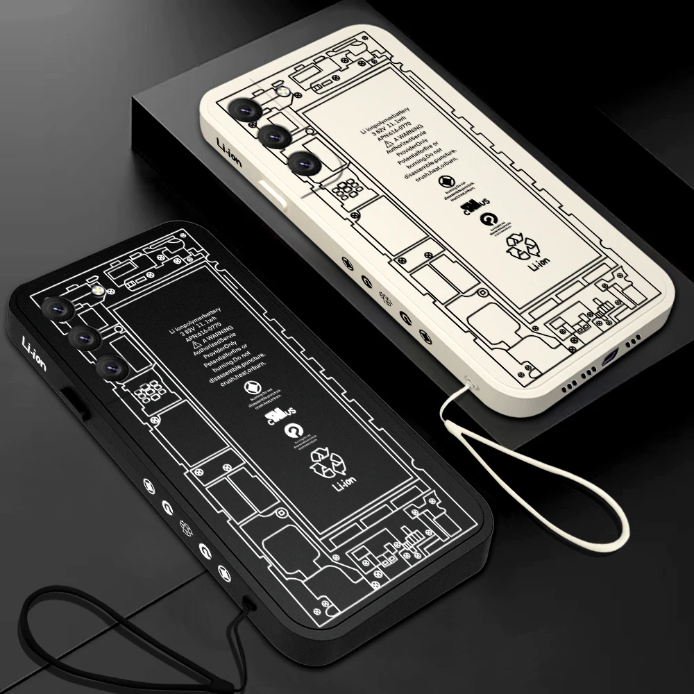 

Electronic Pattern Cartoon Phone Case For Samsung Galaxy S23 S22 S21 S20 Ultra FE S10 4G S9 Note 20 10 9 Plus With Lanyard Cover
