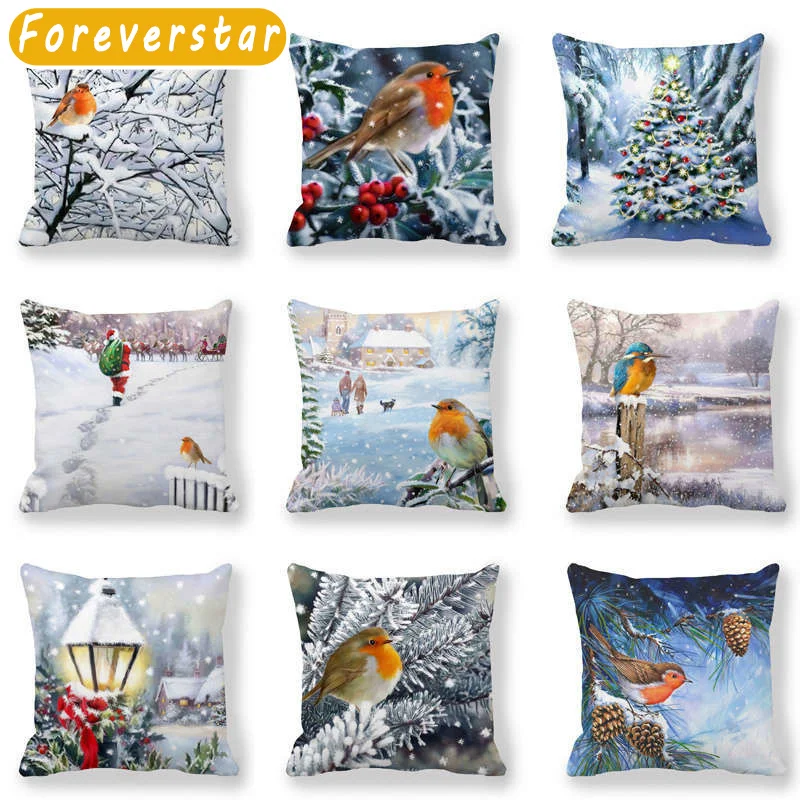 

Color Cushion Cover 45x45cm Happy New Year Merry Christmas Decorations For Home Sofa Bed Pillow Case Navidad Funda Cojín