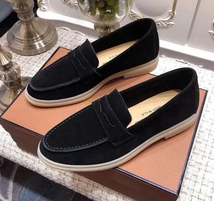 

New Designer Mens Loro Walk Shoes Suede Leather Nubuck Luxury Sneakers Man Flats Slip-on Dress Shoe Plus Size Hombre 46