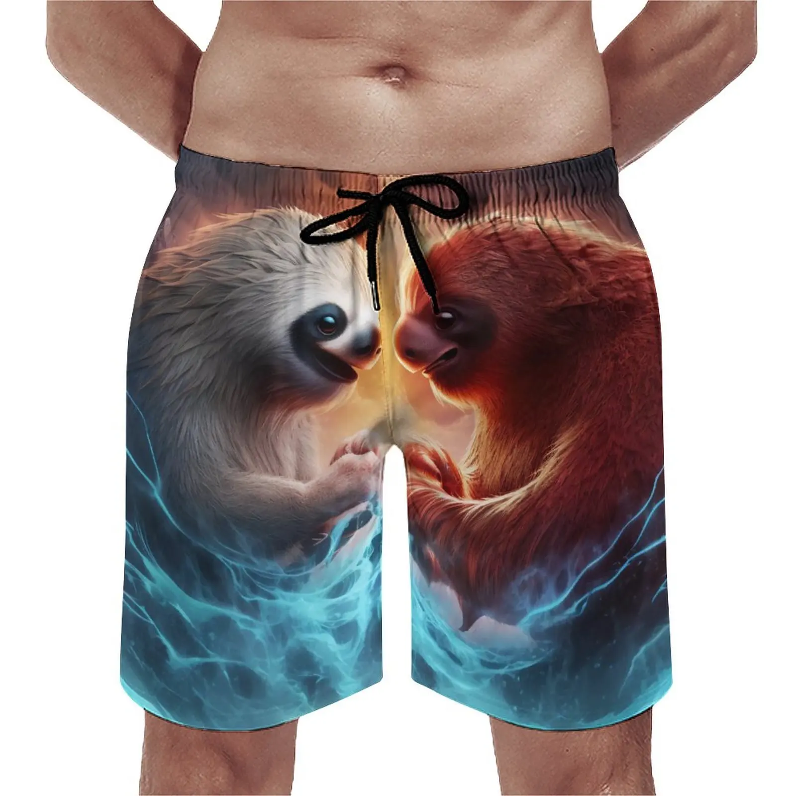 

Sloth Gym Shorts Summer 3d Style Yin Yang Style Casual Beach Shorts Male Running Quick Drying Custom Swim Trunks