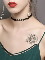 waterproof temporary tattoo sticker black big rose flower fake tattoos flash tatoo ear arm chest neck leg body art for women men