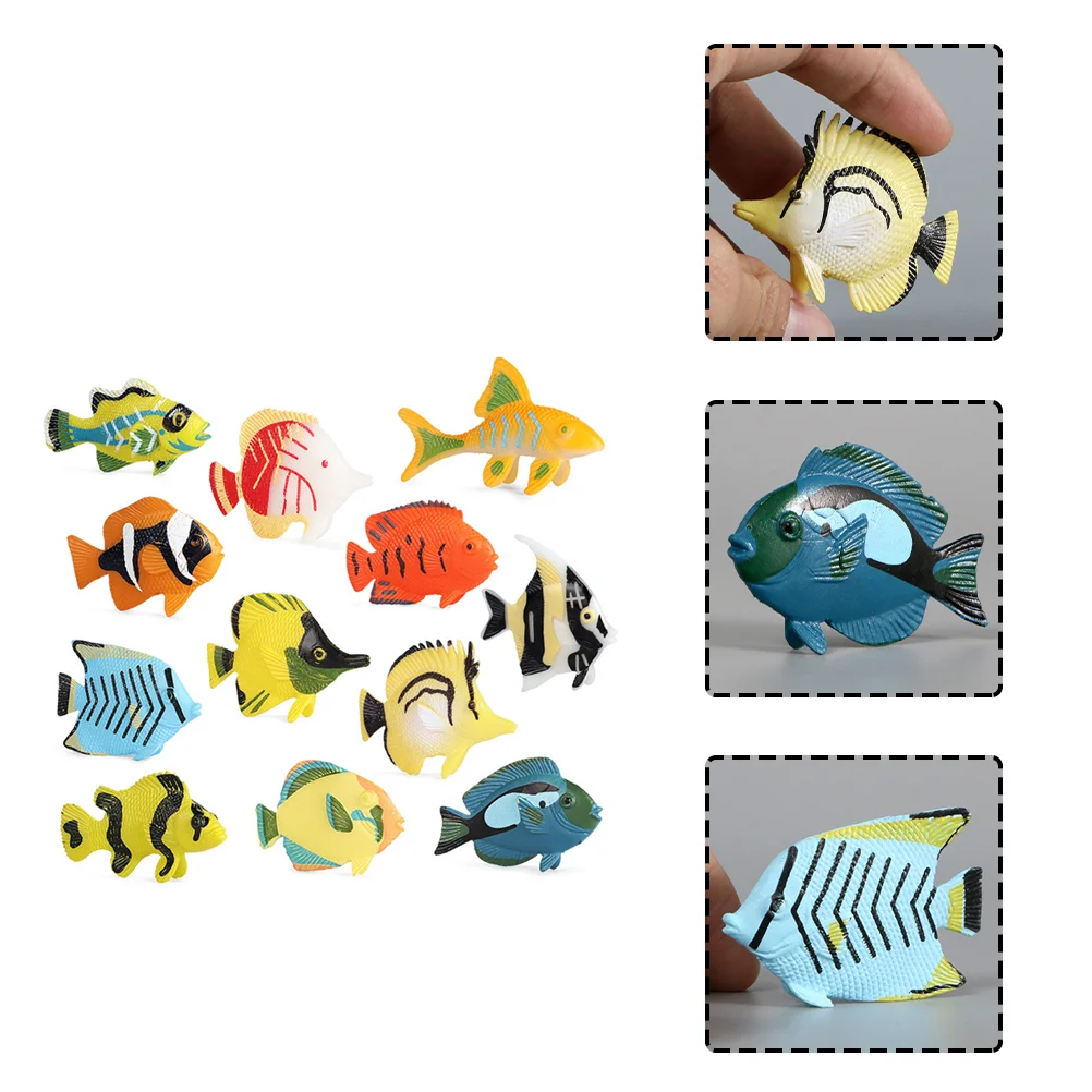 

12 Pcs Tabletop Miniatures Model Fish Lovely Sea-animal Toy Decor Household Small Kids Child Elf