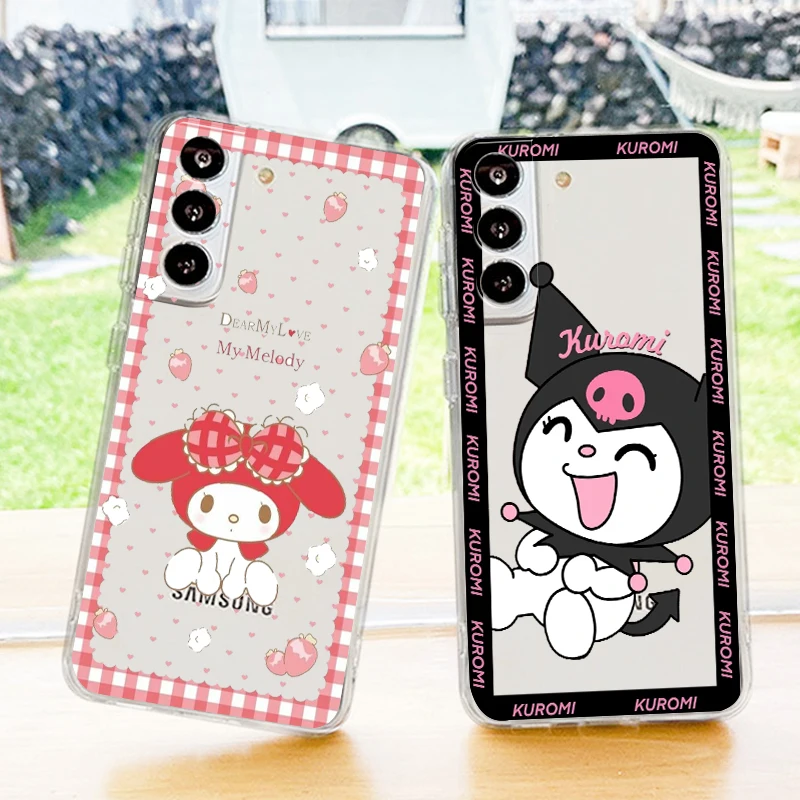 

Sanrio Kulomi My Melody Love Phone Case For Samsung S23 S22 S21 S20 FE Ultra Pro Lite S10 S9 S8 Plus S7 5G Transparent Cover