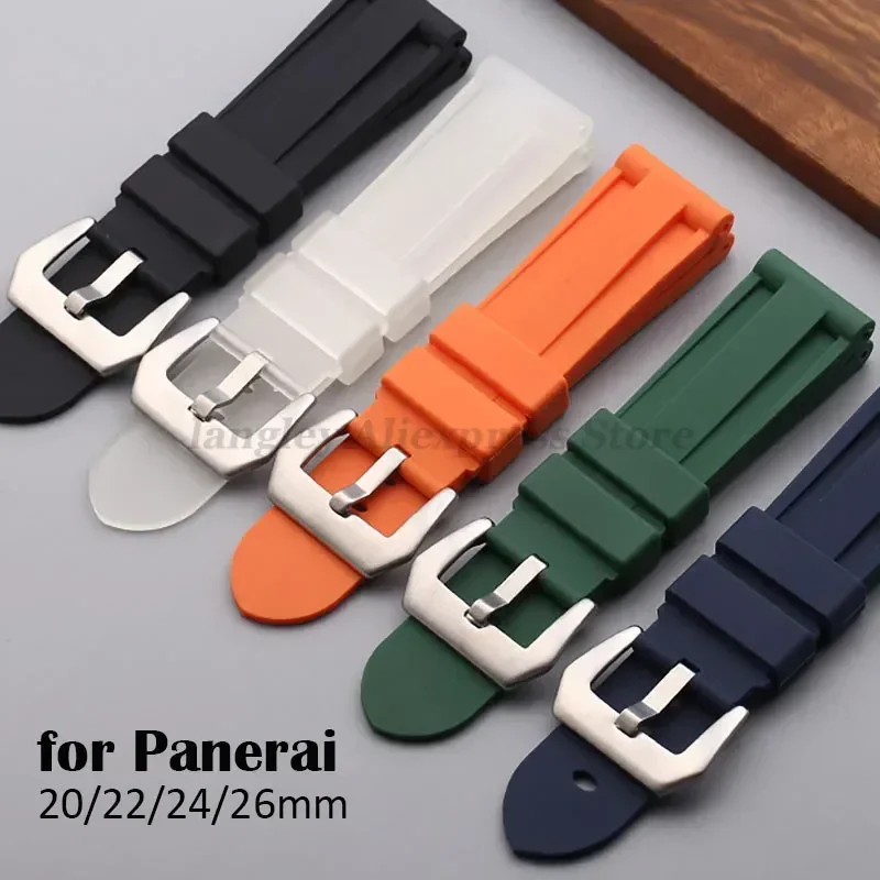 Фото Резиновый ремешок для часов 20 мм, 22 мм, 24 мм, 26 мм для Panerai, силиконовый браслет для Omega, мужской и женский спортивный ремешок, сменный ремешок на запястье №1