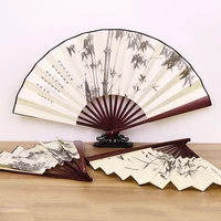 10pc retro folding silk fan chinese style decorative men pocket bamboo handle hand fan