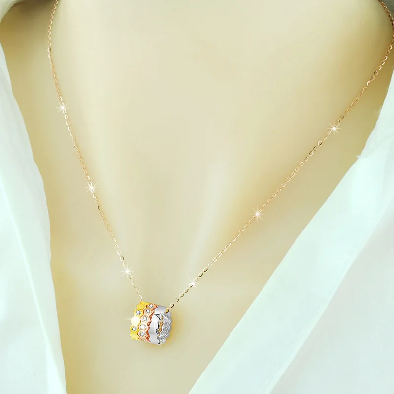 

Sansheng III Necklace Female 925 Colored Gold-Plated Sterling Silver Clavicle Chain Luxurious Style Color Silver Necklace Gifts