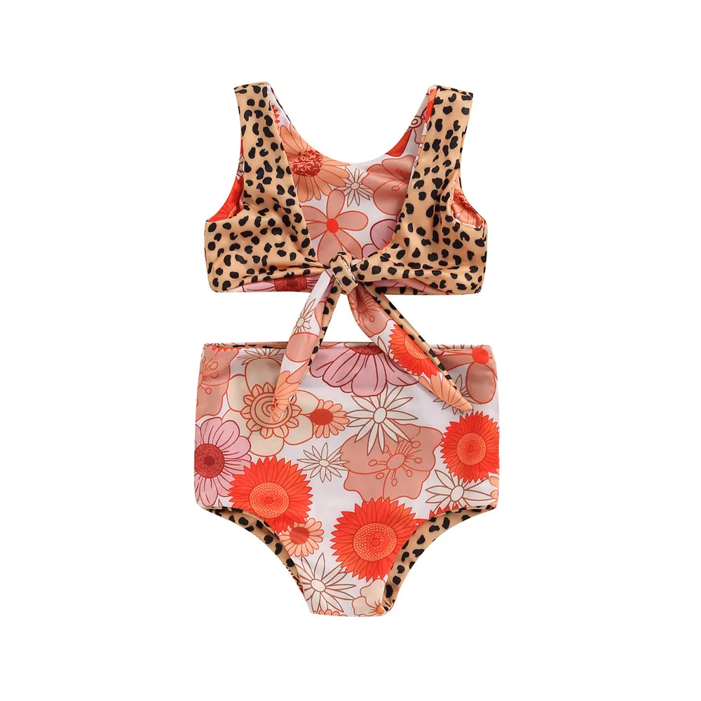 

Baby Girls Bikini Tankini Set Leopard Tank Top Floral Shorts Briefs 6M-4Y Toddler Kids Summer Swimwear Swimsuit Bathing Suit New