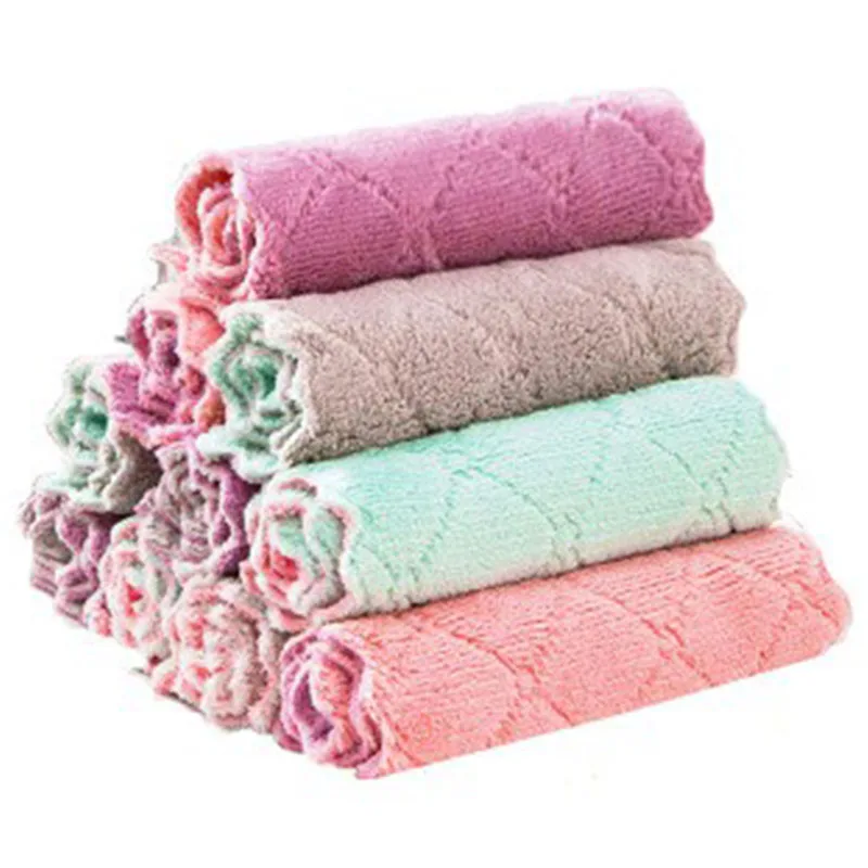 

15 Pieces Of Department Store Double-Sided Dish Cloth Absorbent Cleaning Cloth, Used For Kitchen Cleaning, Random Colors