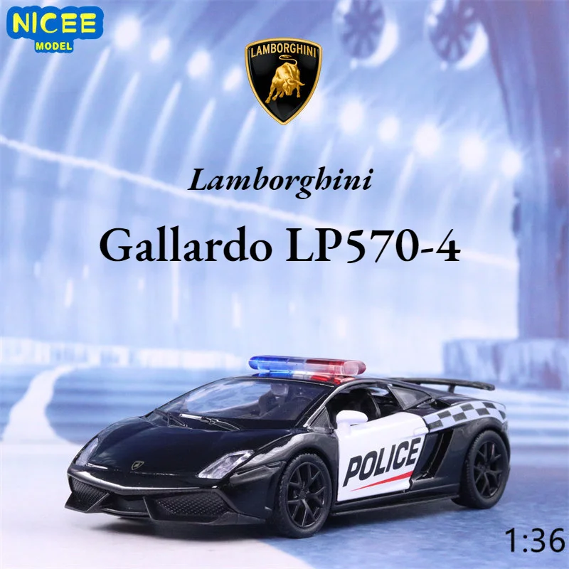 

1:36 Lamborghini Gallardo LP570-4 Police Scale Wheel Super Sport Car Germany Bull Metal Model Diecast Pull F334
