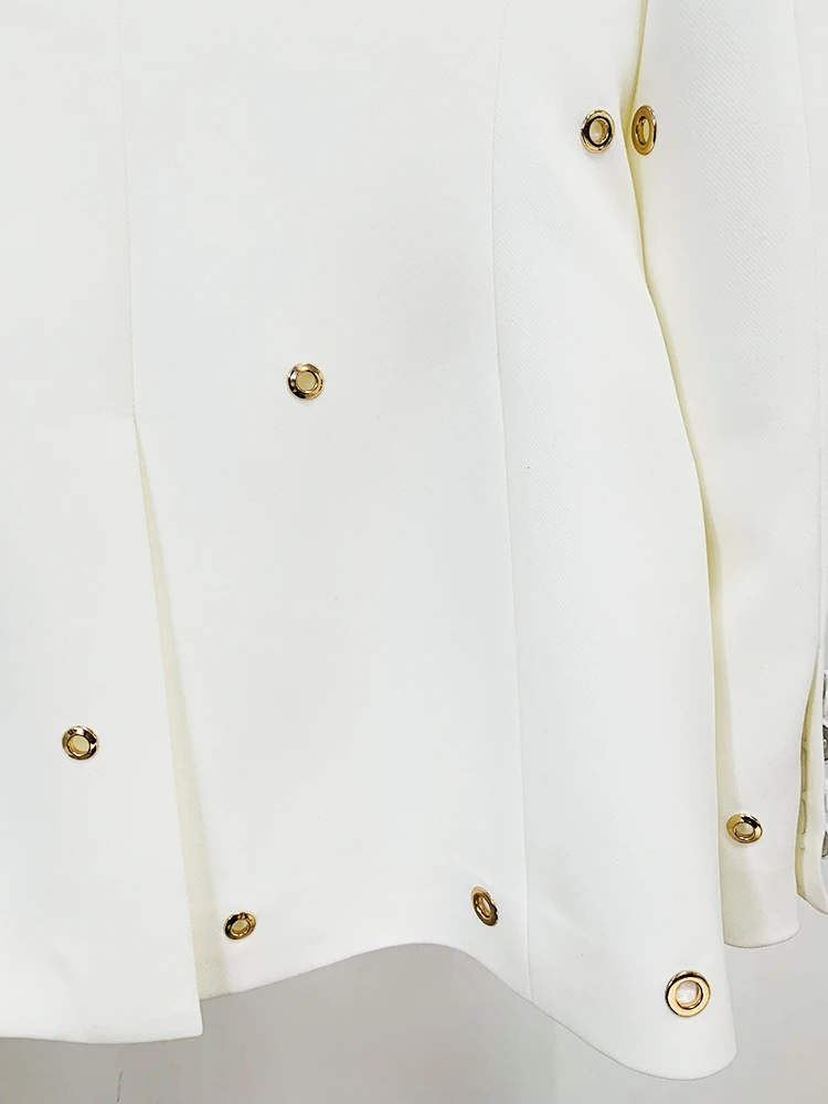 HIGH QUALITY 2023 Newest Designer Fashion Runway Suit Set Women's Slim Fit Single Button Grommet Lapel Blazer Pants 2pcs