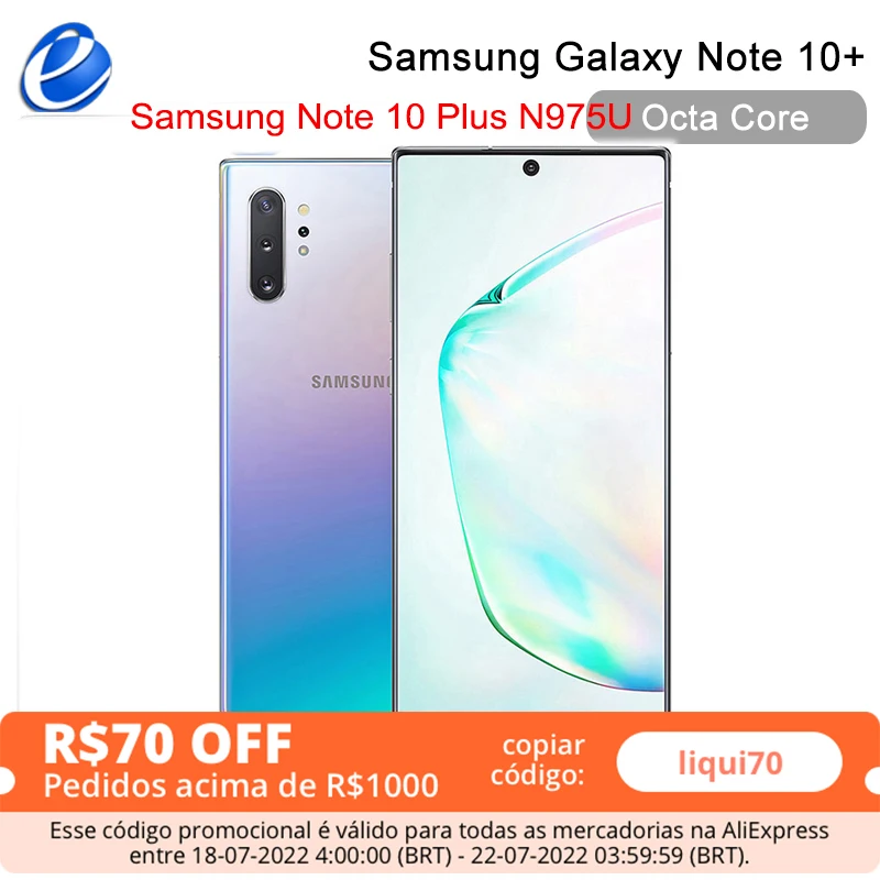 Оригинальный мобильный телефон Samsung Galaxy Note 10 Plus Note10 + N975F 256 Гб ПЗУ 12 ОЗУ