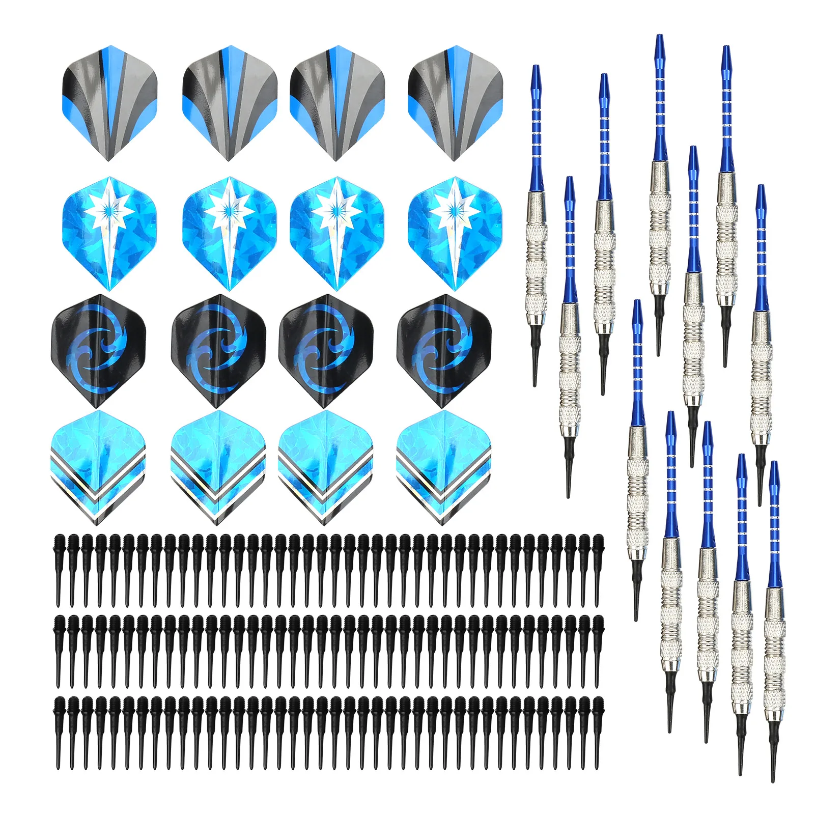 

12Pcs Safety Soft Dart Set Aluminium Alloy Dart Rod Plastic Dart Tip Sport Equipments