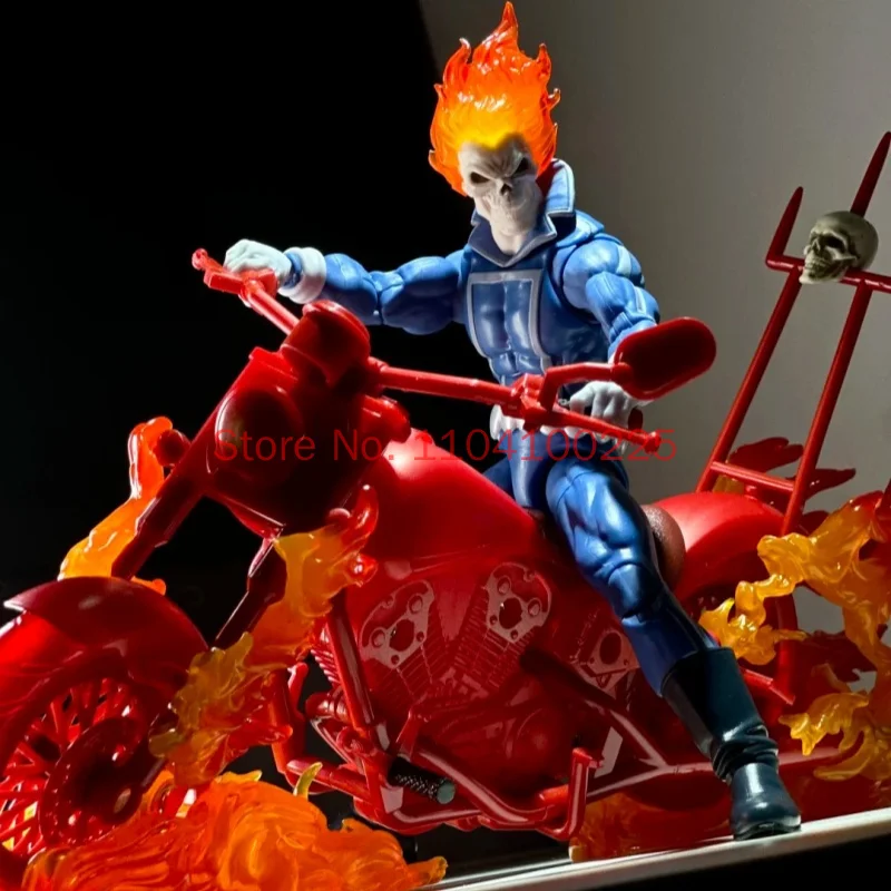 Фото Оригинальная фигурка Marvel Legends Ghost Rider Johnny Blaze с мотоциклом, 6 дюймов, коллекционная модель, игрушка, украшение, подарок №2