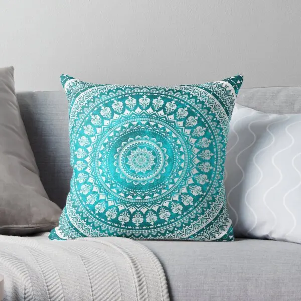 

Mandala Turquoise Printing Throw Pillow Cover Office Anime Hotel Decorative Car Comfort Square Bed Waist Pillows not include