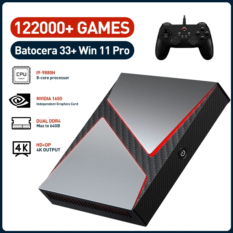 Супер консоль Мини ПК Intel i9 Ретро видео игровая с 122000 + игр Batocera 33 для PS3/PS2/DC/NAOMI/MD