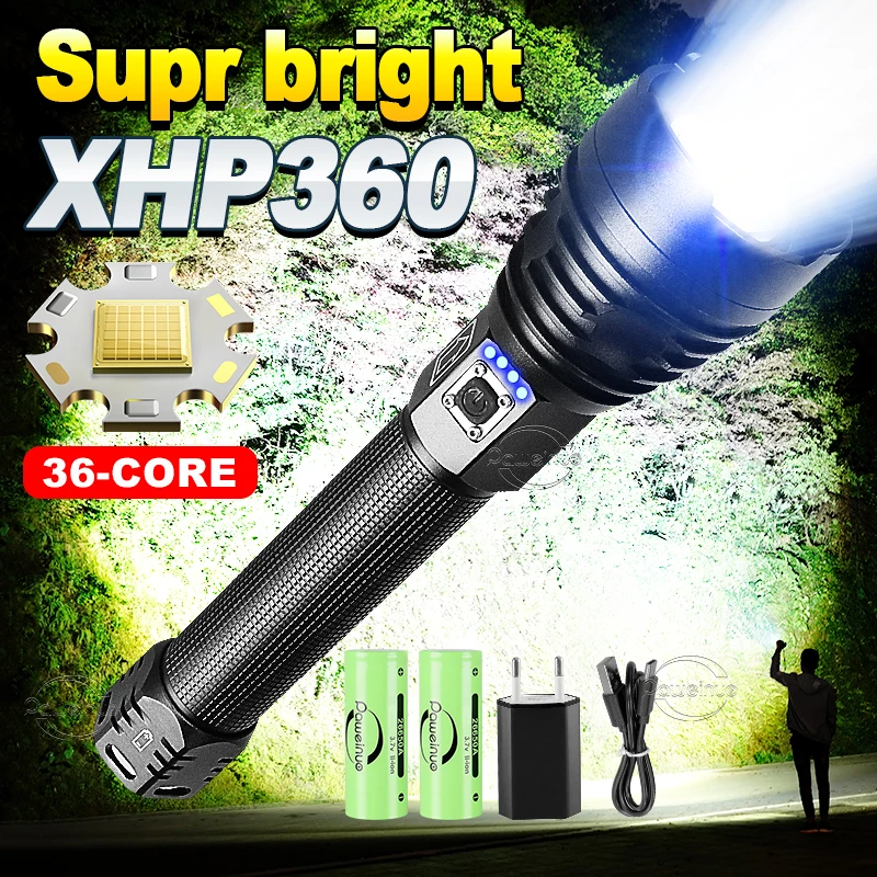 

Super XHP360 High Power Led Flashlight 18650 Rechargeable Powerful Torch Usb Tactical Head Lamps Outdoor Camping Hunting Lantern