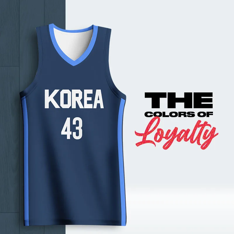 

Basketball Jerseys For Men Full Sublimation Korea Letter Custom Name Number Logo Printed Sportwear Quick Dry Training Tracksuits