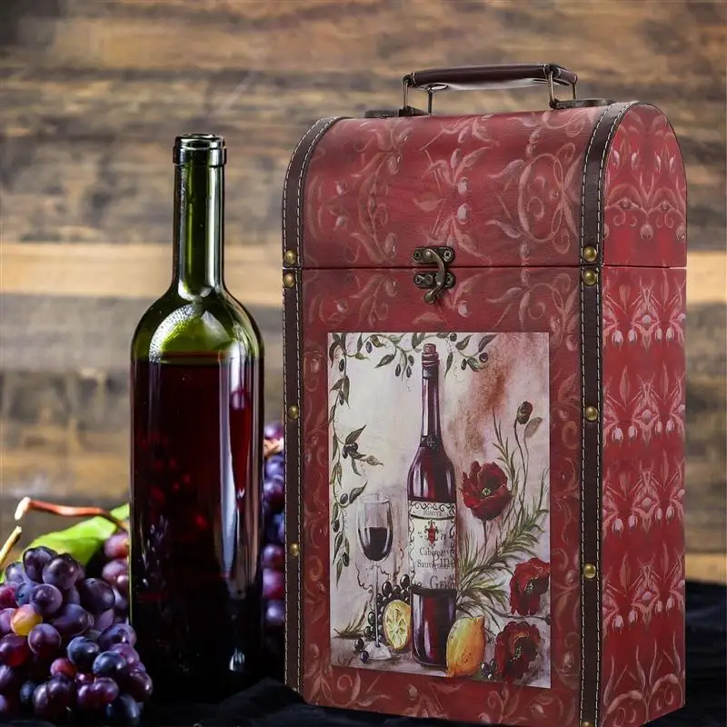 

Wooden Wine Storage Box Vintage Red Wine Storage Box Wine Container Vintage Wine Wrapping Case Portable Wine Presentation Box