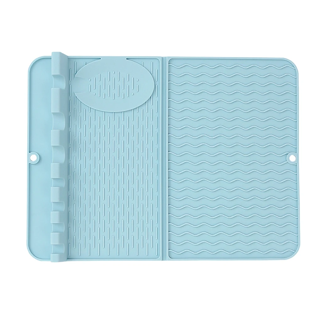 Square Dish Drying Mat Heat Resistant Dining Tableware Dishwasher Durable Cushion Pad Dinnerware Table Mat Placemat Blue